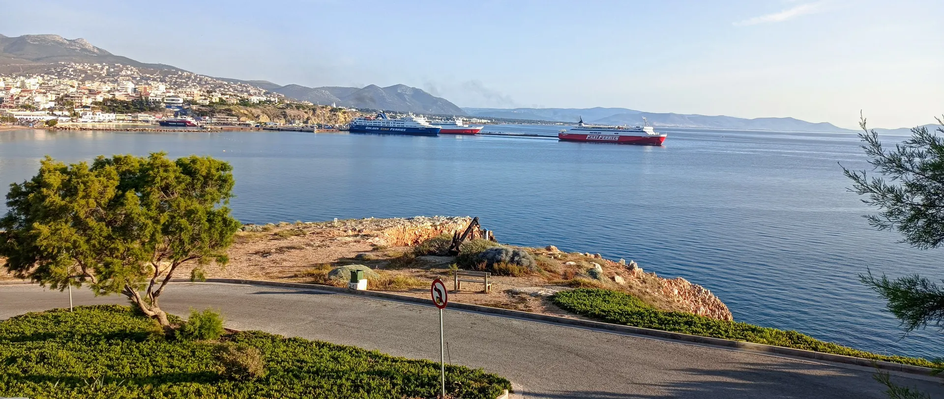 Golden hour over the Rafina coastline